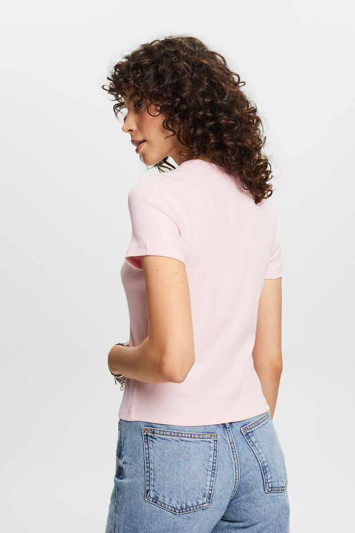 T-Shirt aus geripptem Jersey, PASTEL PINK, detail image number 3