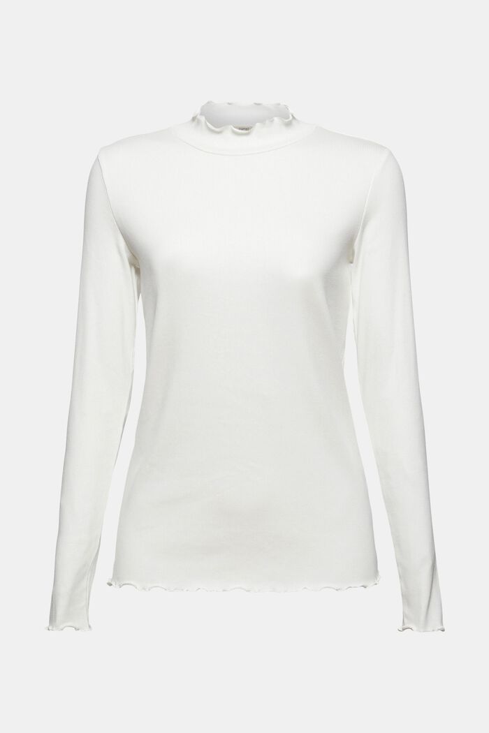 Geripptes Longsleeve, Organic Cotton, OFF WHITE, overview