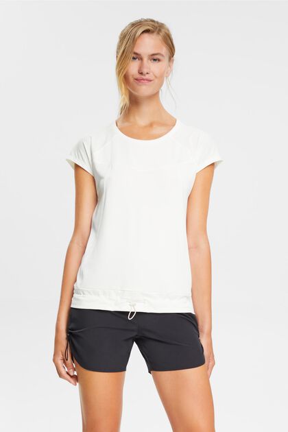 Recycelt: Active T-Shirt mit Kordelzug und E-DRY, OFF WHITE, overview