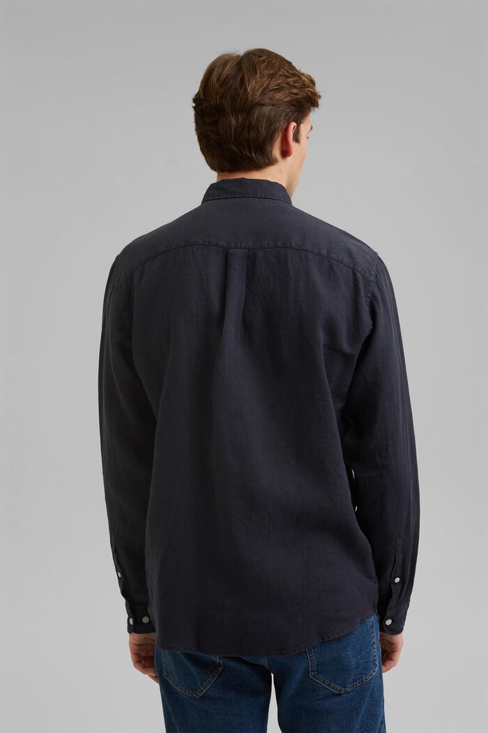 Button-Down-Hemd aus 100% Leinen, NAVY, detail image number 3