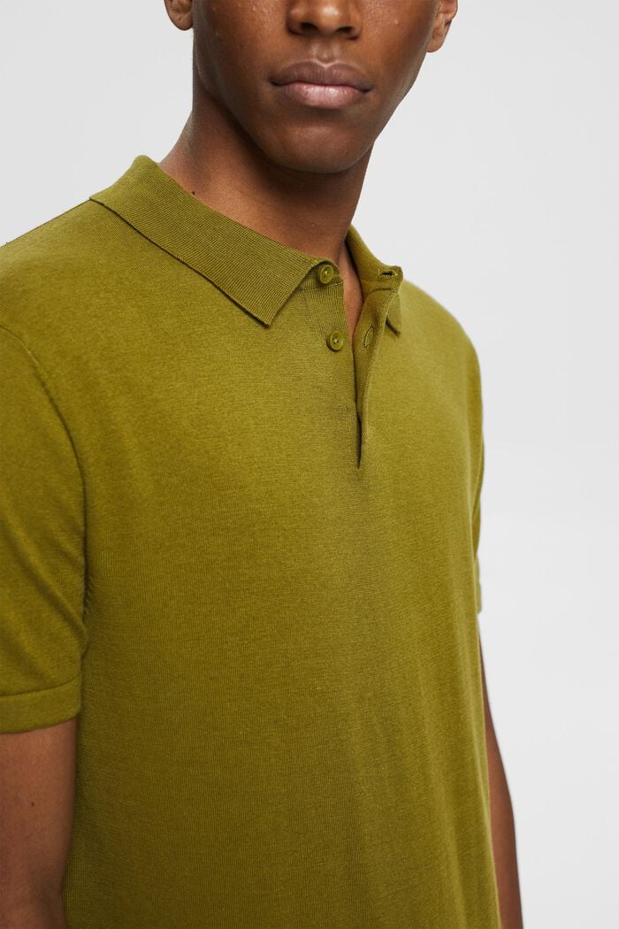Mit TENCEL™: Poloshirt in Strick-Optik, OLIVE, detail image number 2