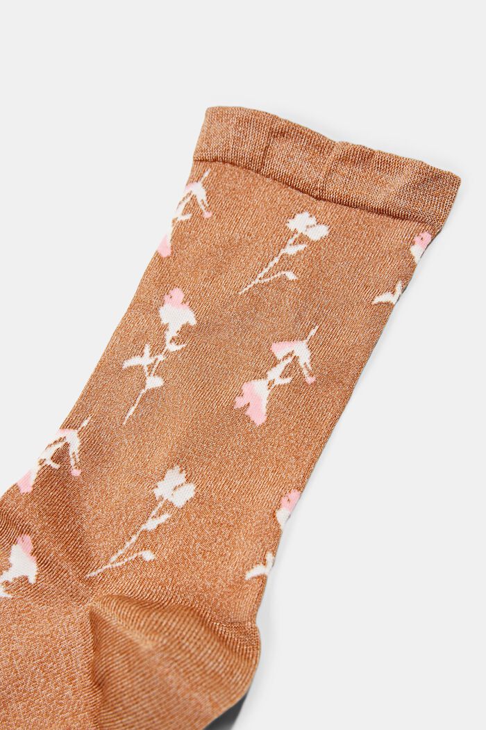 Socken mit Blumenmuster und fluffigem Bündchen, SIENNA, detail image number 1