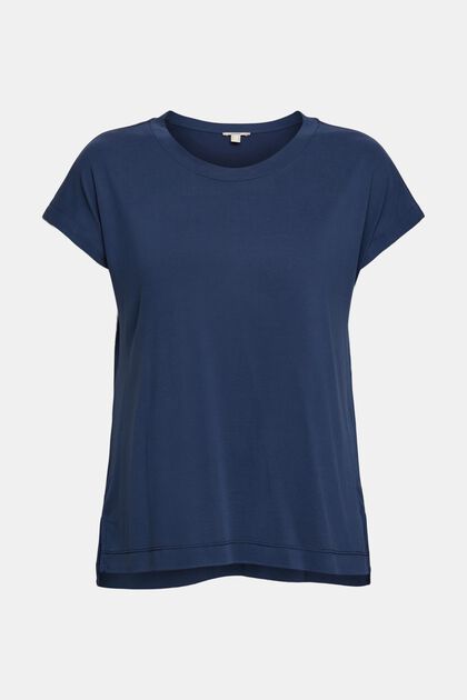 Unifarbenes T-Shirt, NAVY, overview