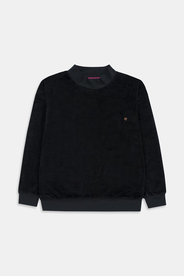 Sweatshirt aus Samt, BLACK, detail image number 0