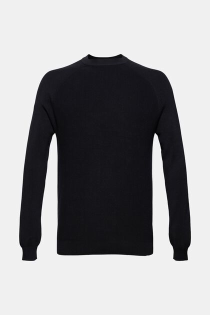Pullover mit Rundhalsausschnitt, 100 % Baumwolle, BLACK, overview