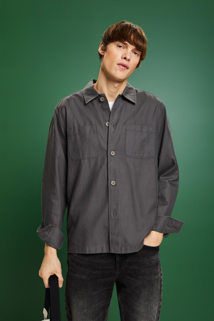 Button-Down-Hemd aus Twill, DARK GREY, detail image number 0