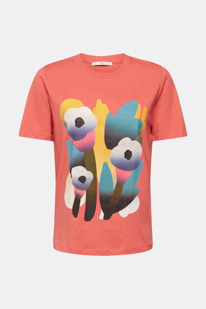 T-Shirt mit Print, CORAL, overview