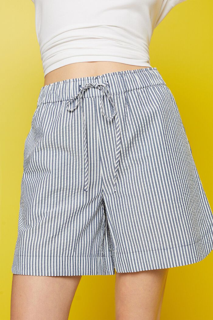 Seersucker-Shorts mit Streifen, 100 % Baumwolle, NAVY, detail image number 2