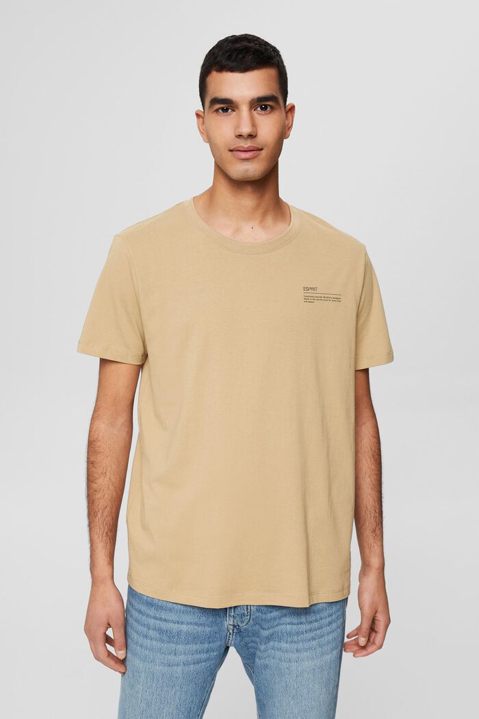 Jersey-T-Shirt mit Print, 100% Bio-Baumwolle, BEIGE, detail image number 0