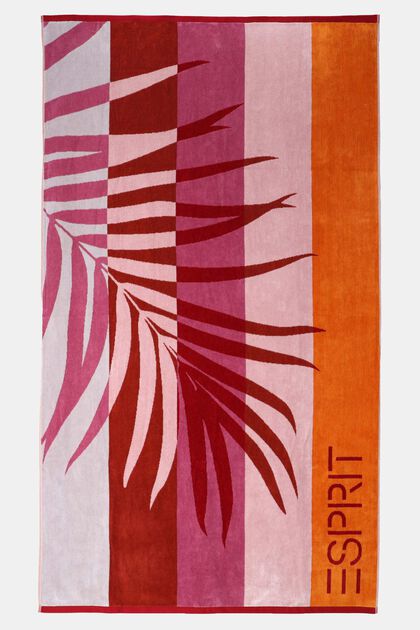 Gestreiftes Handtuch mit Palmblatt, ROSE, overview