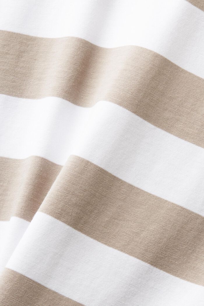 Streifen-T-Shirt aus Pima-Baumwolle mit Stickerei, LIGHT TAUPE, detail image number 4