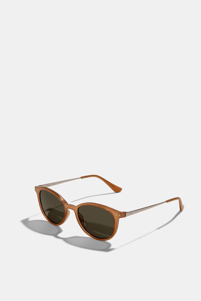 Runde Sonnenbrille mit Metallbügeln, BEIGE, overview