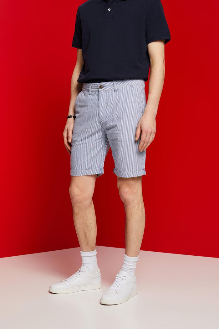 Gestreifte Chino-Shorts, 100 % Baumwolle, BLUE, detail image number 0