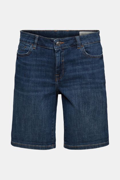 Jeans-Shorts mit Stretch, BLUE DARK WASHED, overview