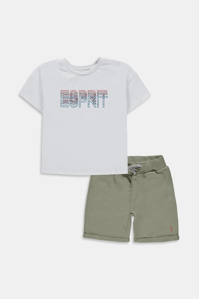 Gemischtes Set: T-Shirt und Shorts mit Logoprint, WHITE, detail image number 0