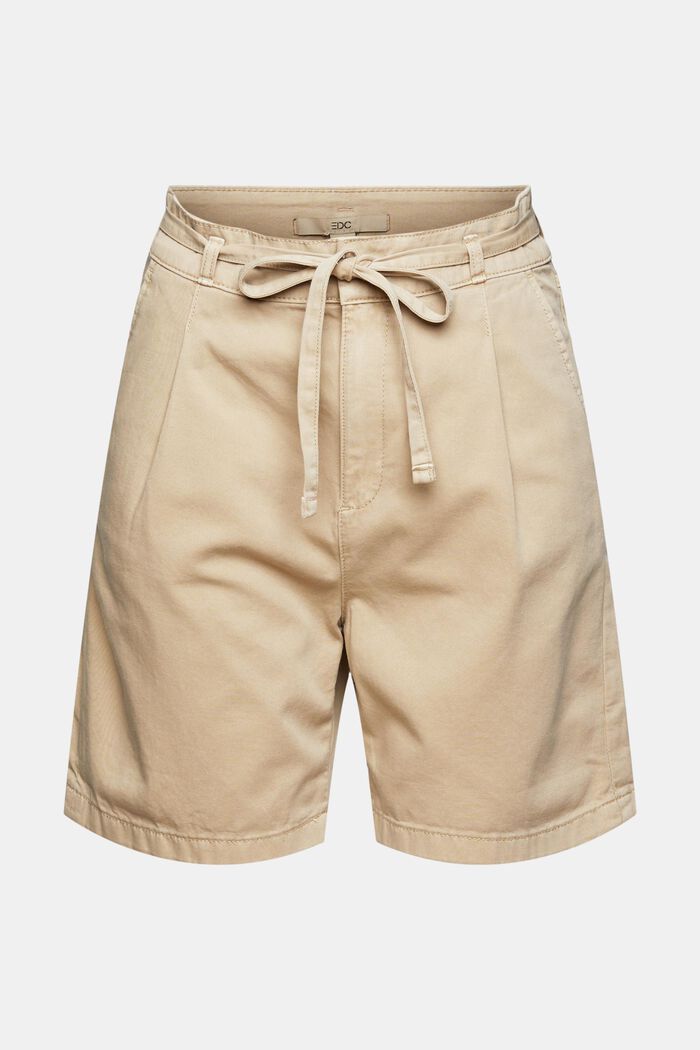 Highwaist-Shorts aus 100% Pima-Baumwolle, BEIGE, detail image number 2