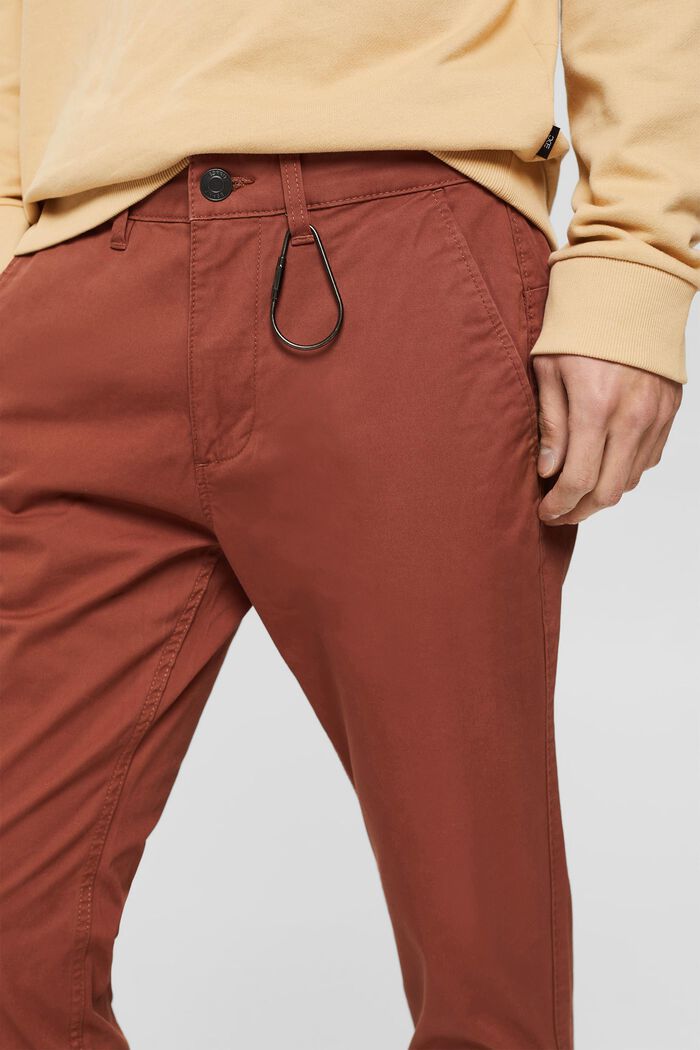 Schmale Chino aus Organic Cotton, RUST BROWN, detail image number 2