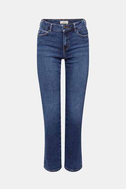 High-Rise-Jeans mit geradem Bein, BLUE DARK WASHED, overview