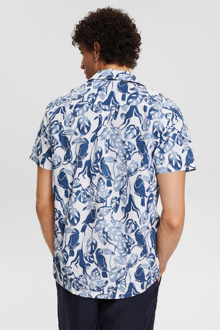 Kurzarm-Hemd mit Tropical-Print, 100% Baumwolle, BLUE, detail image number 4