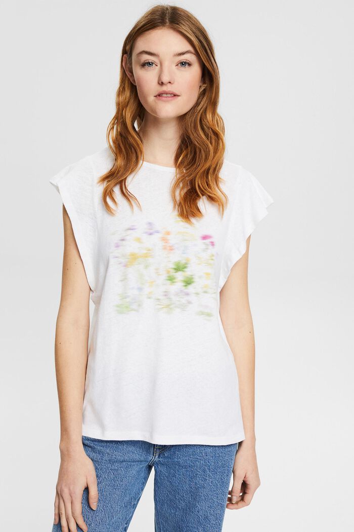 Mit Leinen: T-Shirt mit Print, WHITE, detail image number 0