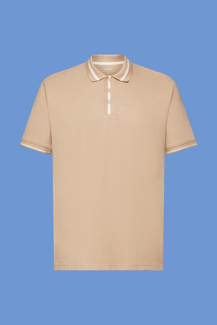 Polo-Shirt aus Jersey, Baumwollmix, SAND, detail image number 5