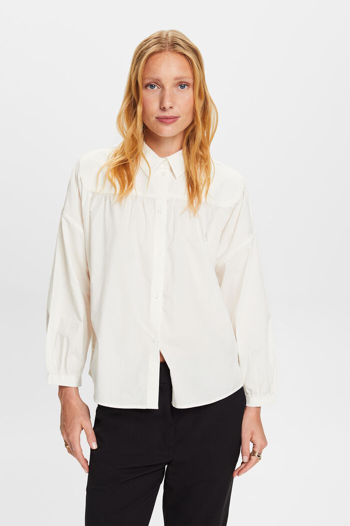 Popeline-Bluse, 100 % Baumwolle, OFF WHITE, detail image number 4