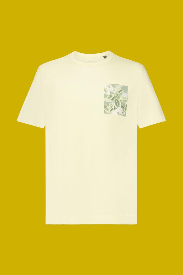Jersey-T-Shirt mit Brust-Print, 100 % Baumwolle, LIGHT YELLOW, detail image number 6