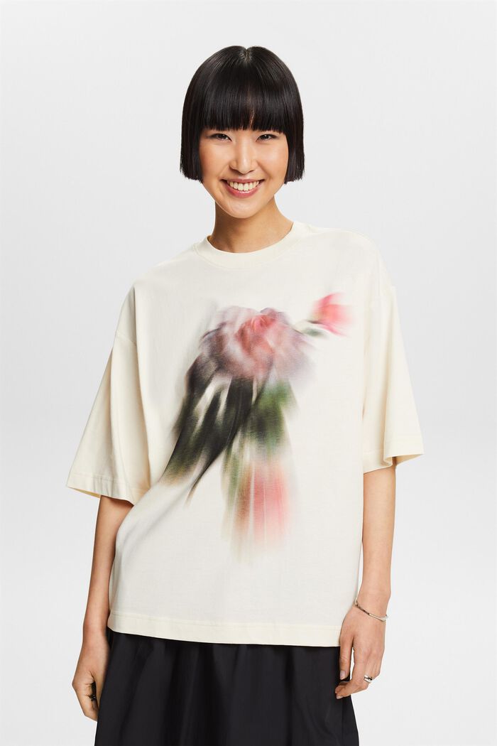 Oversize-T-Shirt mit Grafikprint, CREAM BEIGE, detail image number 0