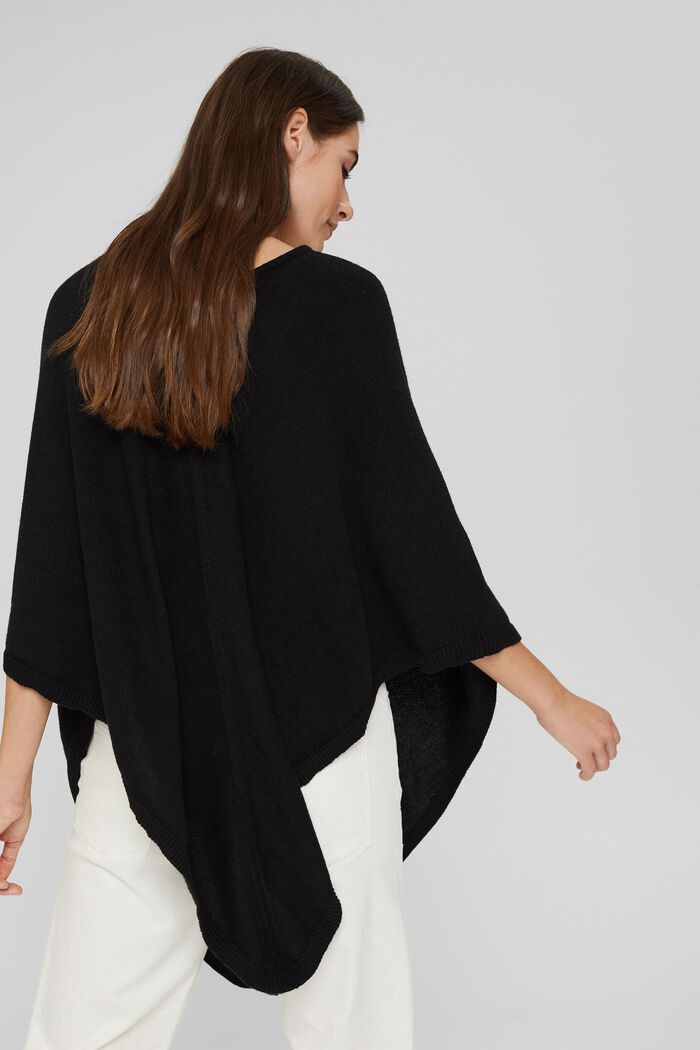 Recycelt: Woll-Mix-Poncho, BLACK, detail image number 3