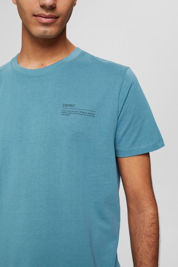 Jersey-T-Shirt mit Print, 100% Bio-Baumwolle, TURQUOISE, detail image number 1