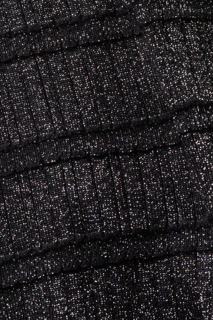 Kurzer Pullover im Glitzerlook mit Stehkragen, BLACK, detail image number 5