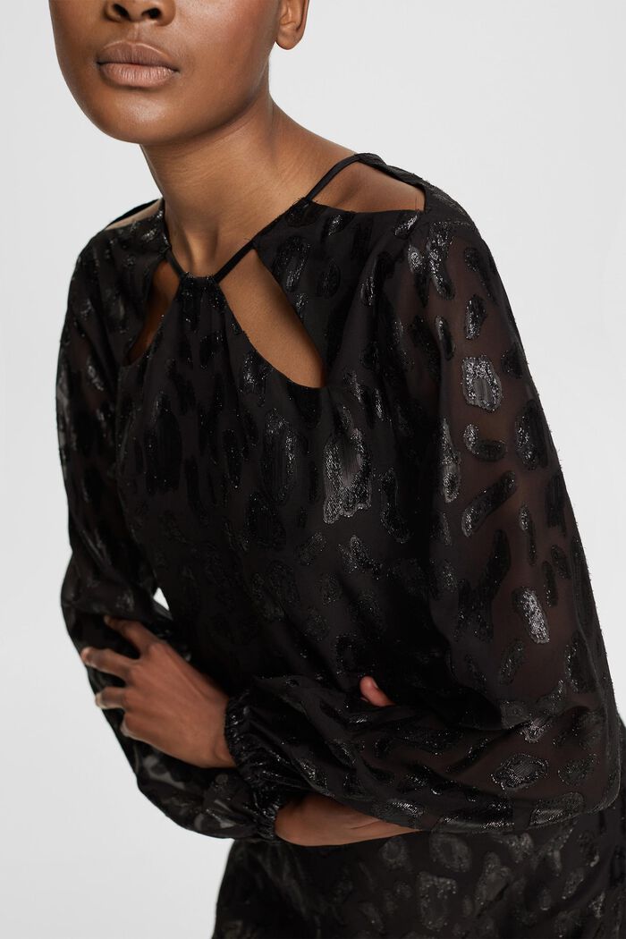 Gemustertes Kleid mit Glitzereffekt, BLACK, detail image number 2