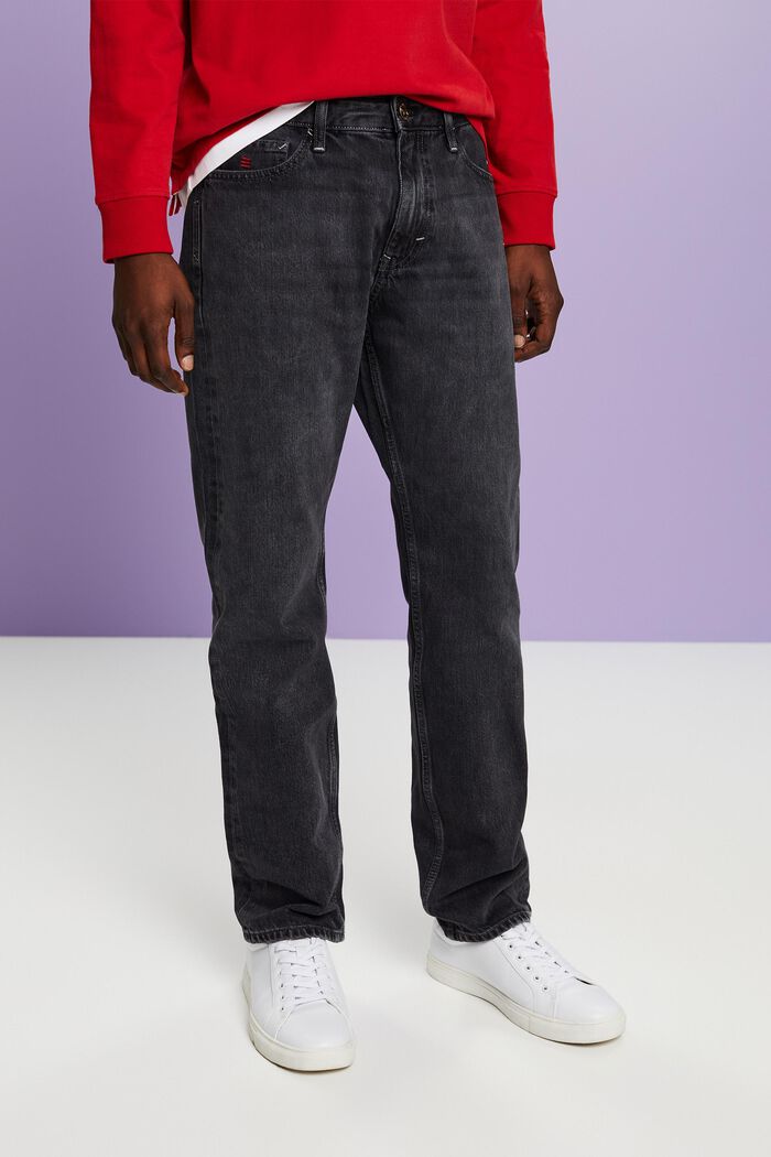 Jeans mit geradem Bein und mittlerer Bundhöhe, GREY DARK WASHED, detail image number 0