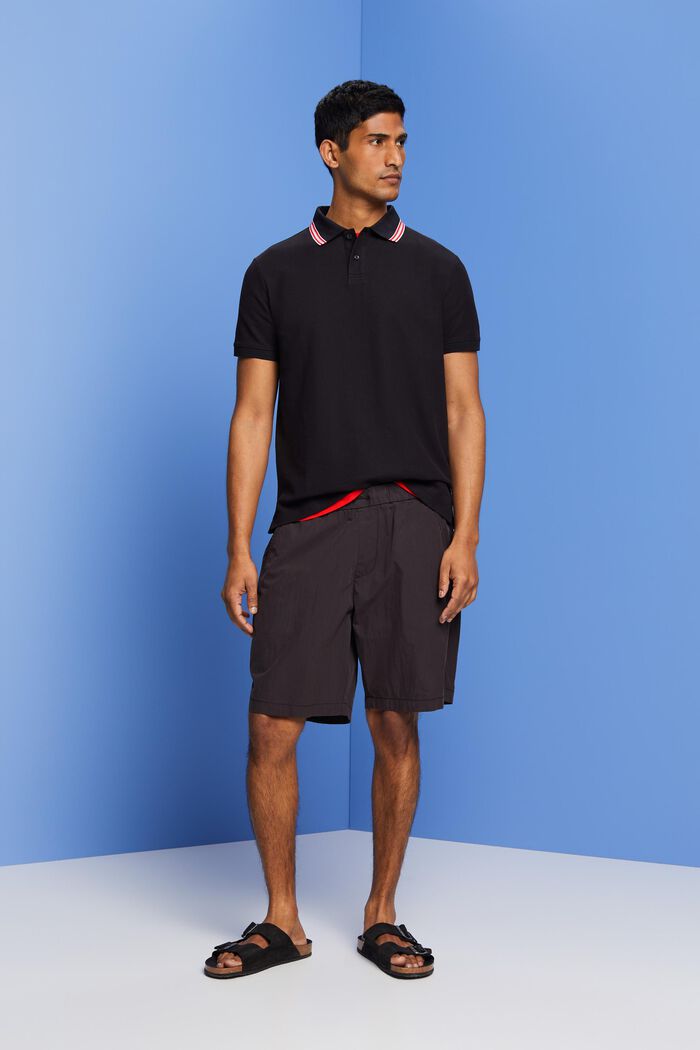 Piqué-Poloshirt mit Glitzer, 100 % Baumwolle, BLACK, detail image number 1