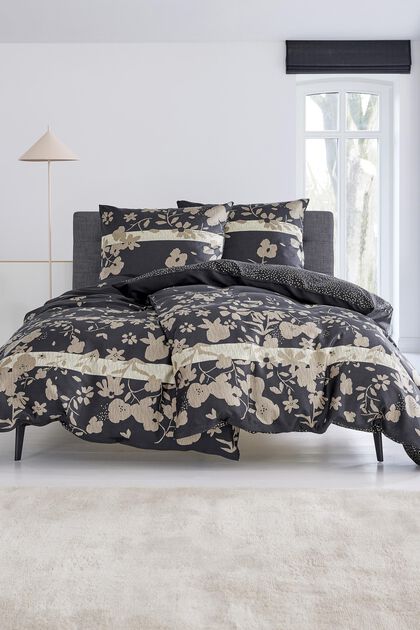 Satin-Bettwäsche mit floralem und Dot-Muster