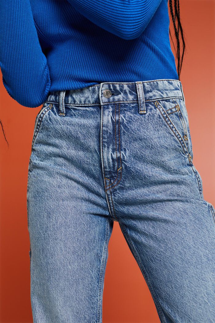 Jeans mit gerader Passform und hohem Bund, BLUE LIGHT WASHED, detail image number 4