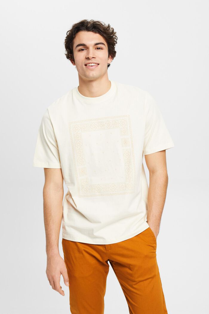 Locker geschnittenes Baumwoll-T-Shirt mit Print, ICE, detail image number 0