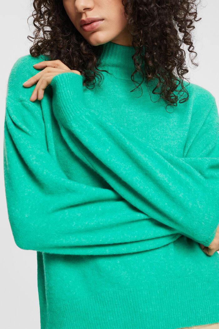 Wollmix-Pullover mit Stehkragen, LIGHT GREEN, detail image number 2