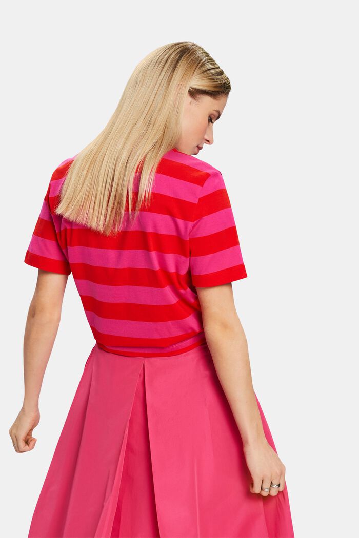 Streifen-T-Shirt aus Pima-Baumwolle mit Stickerei, RED, detail image number 2