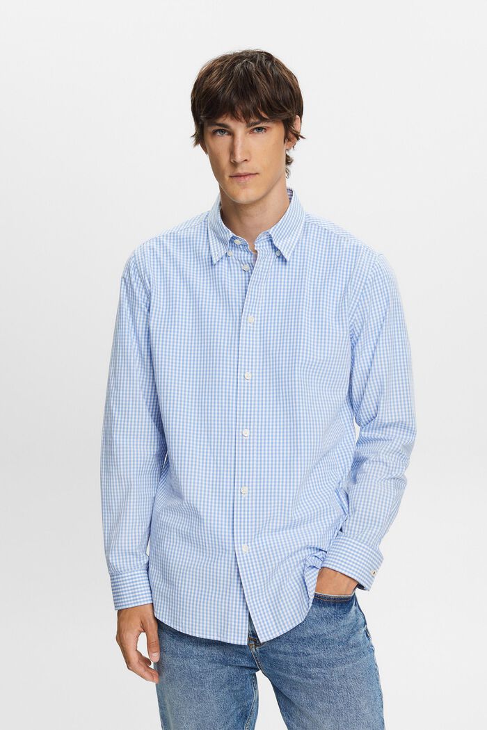 Button-Down-Hemd mit Vichy-Muster, 100% Baumwolle, BRIGHT BLUE, detail image number 0