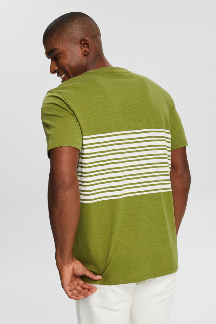 Jersey-T-Shirt mit Streifenmuster, LEAF GREEN, detail image number 3