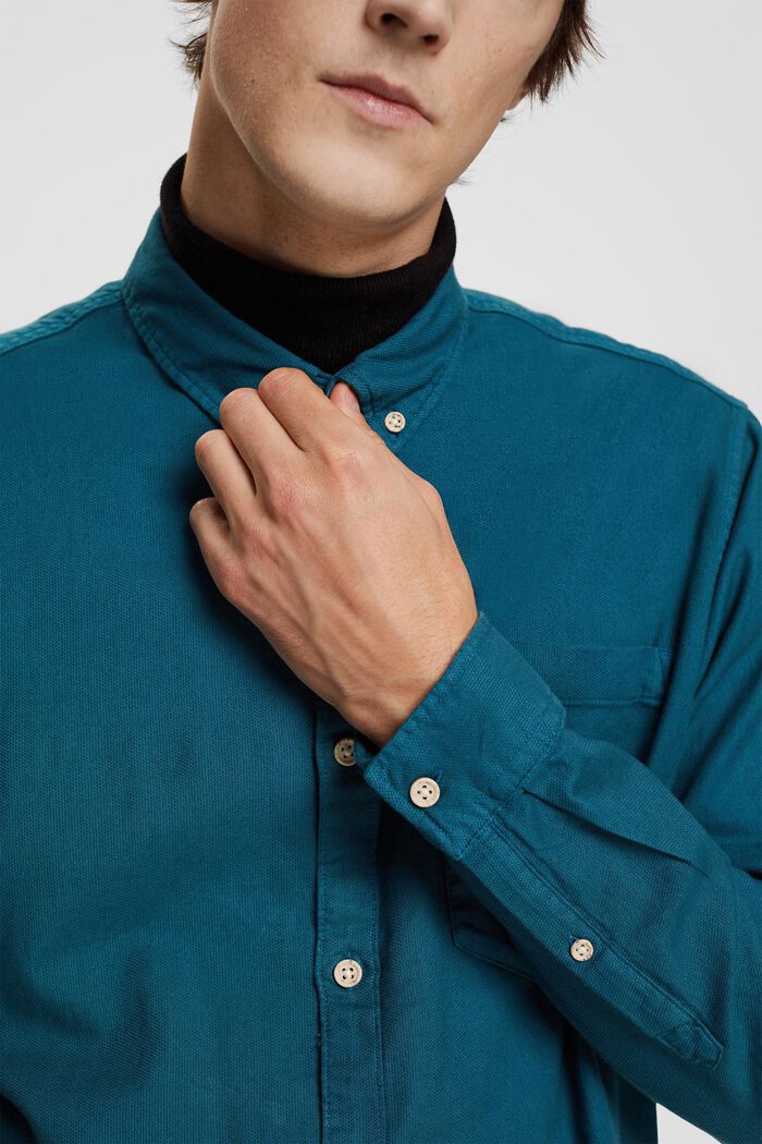 Button-Down-Hemd aus Baumwolle, DARK TURQUOISE, detail image number 2
