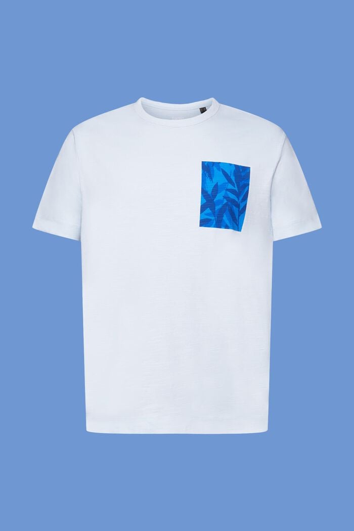 Jersey-T-Shirt mit Brust-Print, 100 % Baumwolle, PASTEL BLUE, detail image number 6