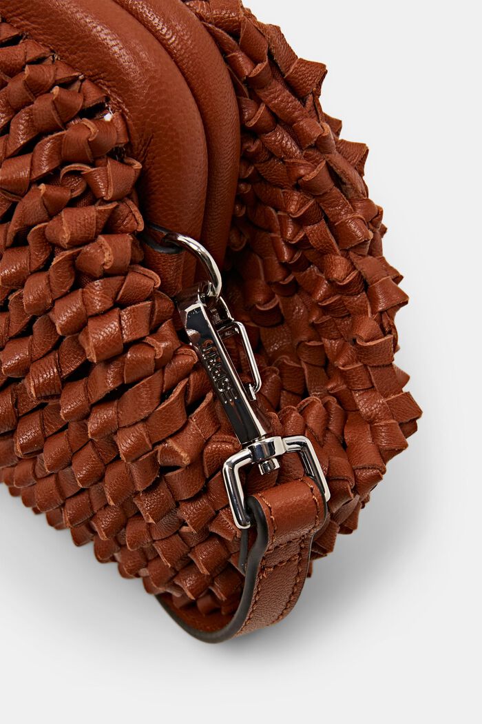 Schultertasche aus Leder im Knotendesign, RUST BROWN, detail image number 1