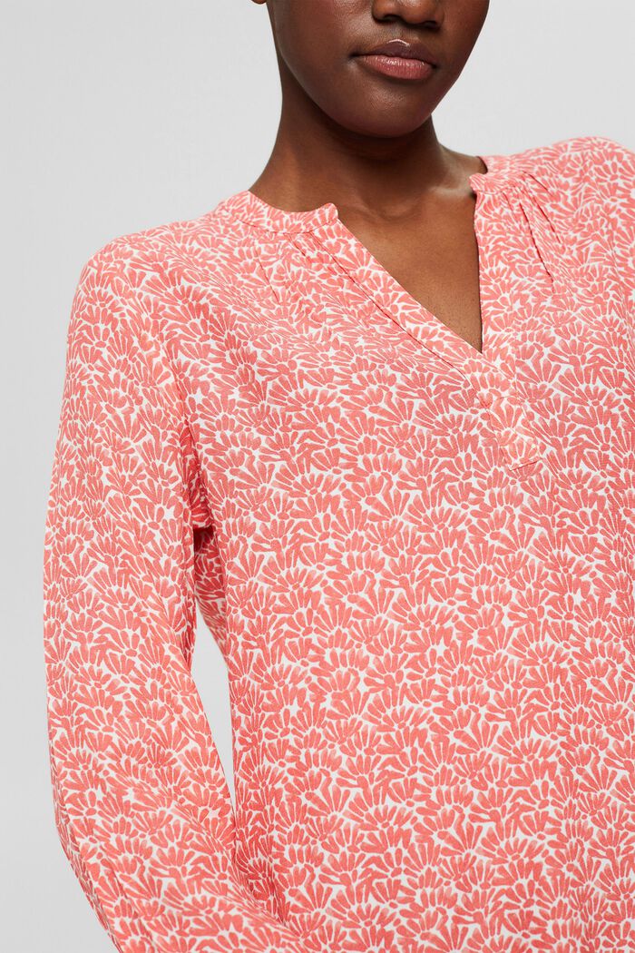 Gemusterte Bluse aus LENZING™ ECOVERO™, CORAL, detail image number 2