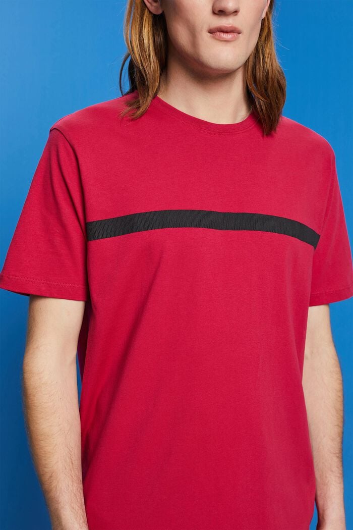 Baumwoll-T-Shirt mit Kontraststreifen, DARK PINK, detail image number 2