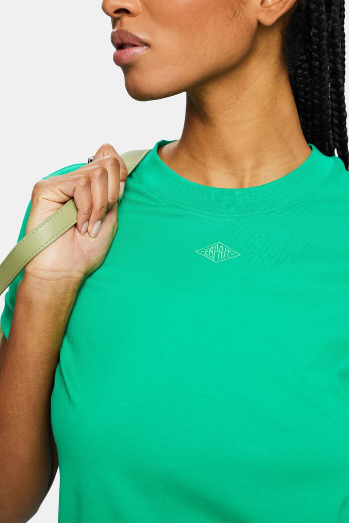 T-Shirt aus Pima-Baumwolle mit Logostickerei, GREEN, detail image number 3
