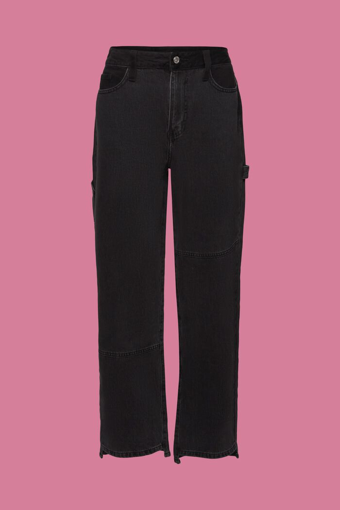 Retro-Jeans mit hohem Bund und weitem Bein, BLACK MEDIUM WASHED, detail image number 7
