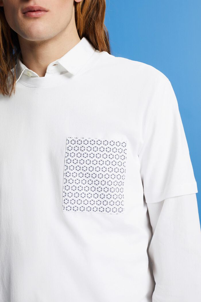 T-Shirt aus nachhaltiger Baumwolle mit Brusttasche, WHITE, detail image number 2