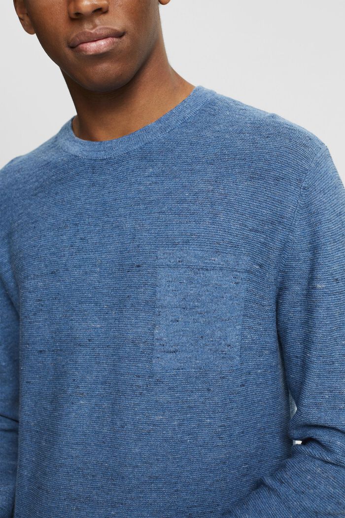 Mit Leinen: melierter Pullover, BLUE, detail image number 2
